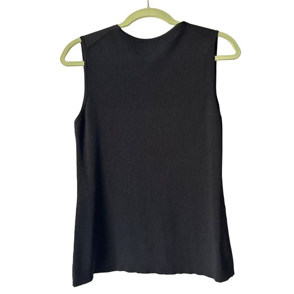 Linda Matthews Women's Black Beaded Trim Sleeveless Top Size Medium - Picture 6 of 8